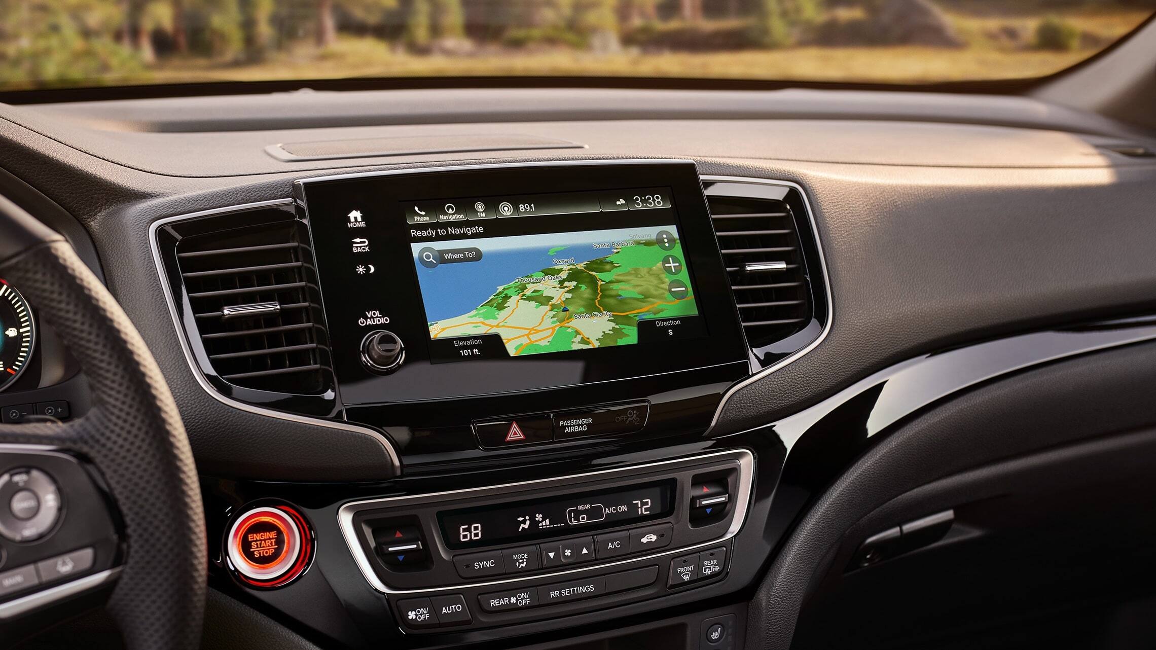 2019 Honda Passport featuring the Honda Satellite-Linked Navigation System™ touch- screen.